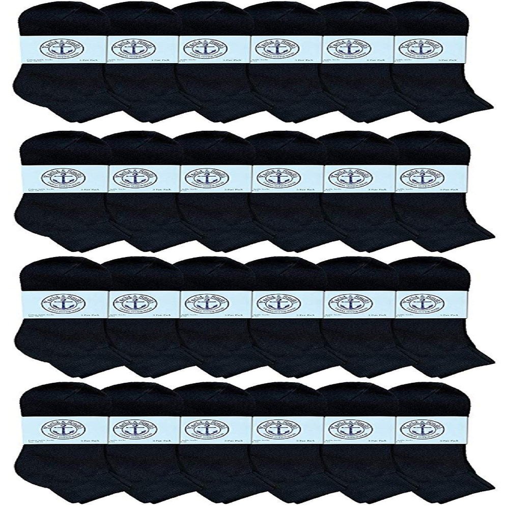 24 Pairs Of Yacht & Smith Men Wholesale Cotton Sport Athletic Mid Ankle Socks Bulk Case Pack Size 10-13 (Black)