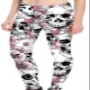 Sister Amy Women's Digital Skull Printted Ankle Elastic Tights Shiny Legging O-Skulls in Rose US XXXXL O-Skulls in Rose view 2