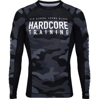 Hardcore Training Night Camo 2.0 Men's Rash Guard Compression Long Sleeve MMA No-Gi Tight BJJ Grappling Base Layer Combat