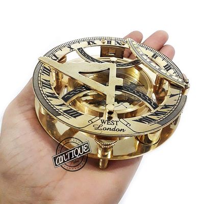 AV Sun Dial Compass Brass Navigation Sun Clock Maritime Compasses Hiking/Traveling Gifts