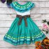unik Girl's Fancy Traditional Mexican Cinco De Mayo Birthday Fiesta Dress with Belt Size 4-14 Mint view 3