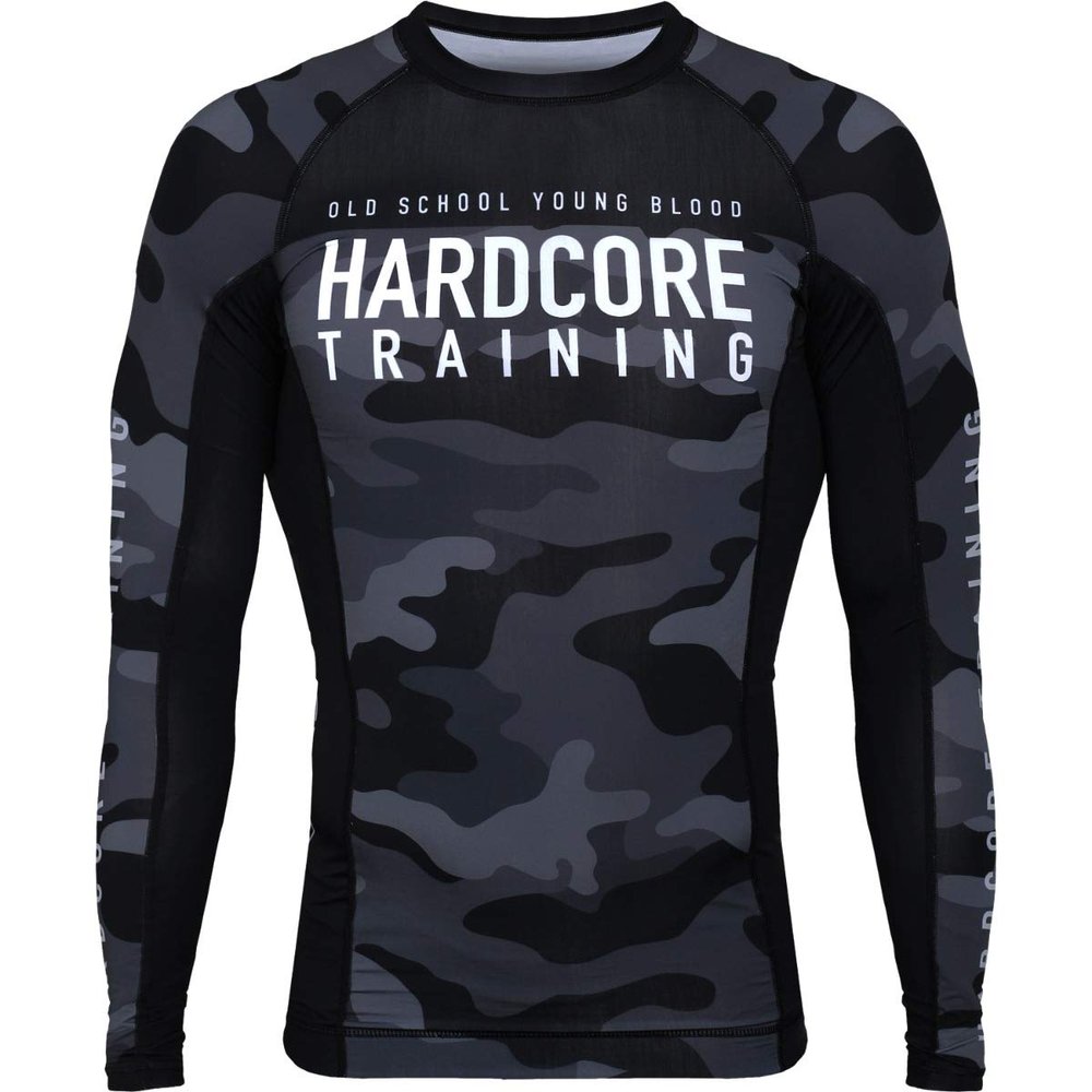 Hardcore Training Night Camo 2.0 Men's Rash Guard Compression Long Sleeve MMA No-Gi Tight BJJ Grappling Base Layer Combat