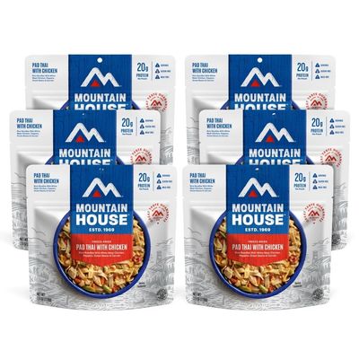 Mountain House Pad Thai with Chicken Freeze Dried Backpacking & Camping Food 6-Pack Gluten-Free