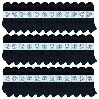 36 Pairs Of Yacht & Smith Men Wholesale Cotton Sport Athletic Mid Ankle Socks Bulk Case Pack Size 10-13 (Black)