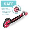 Globber 2 Wheel Kick Scooter for Teens and Adults Ages 41+ | Adjustable T-Bar Scooter with 3 Height Settings | Foldable Kick Scooter for Easy and Convinent Travel & Storage (Black & Red) view 3
