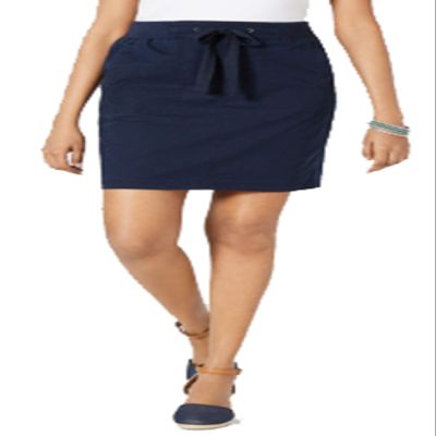 Style & Co. Petite Woven Tie Waist Skirt Industrial Blue PS