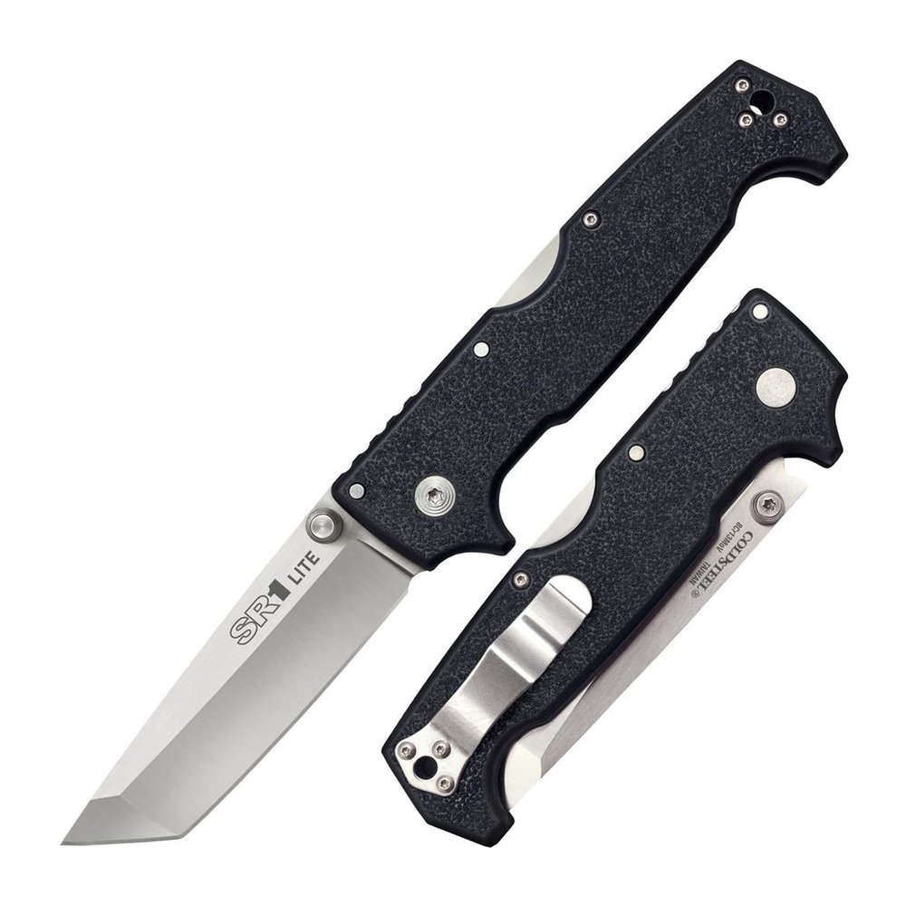 Cold Steel SR1 Lite 8Cr14MoV Steel 4" Tanto Point Blade Griv-Ex Handle Folding Knife with Tri-Ad Locking Mechanism, Boxed