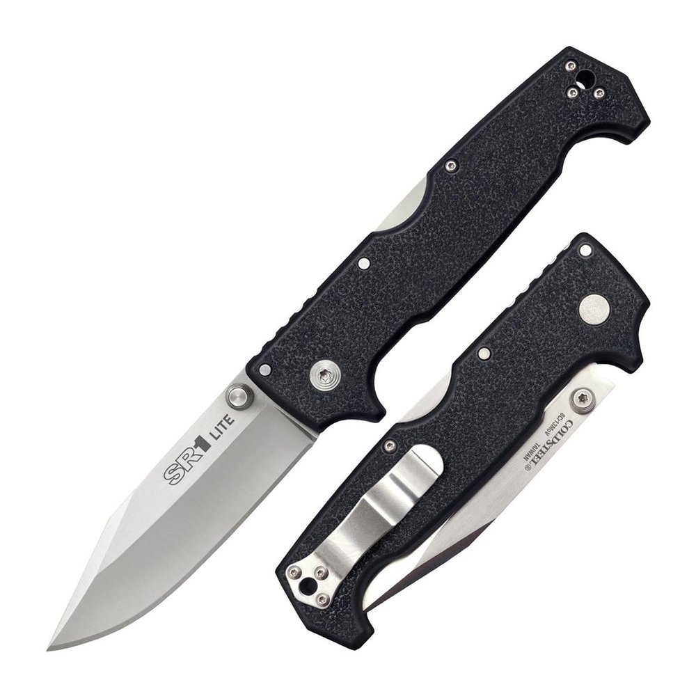 Cold Steel SR1 Lite 8Cr14MoV Steel 4" Clip Point Blade Griv-Ex Handle Folding Knife with Tri-Ad Locking Mechanism, Boxed