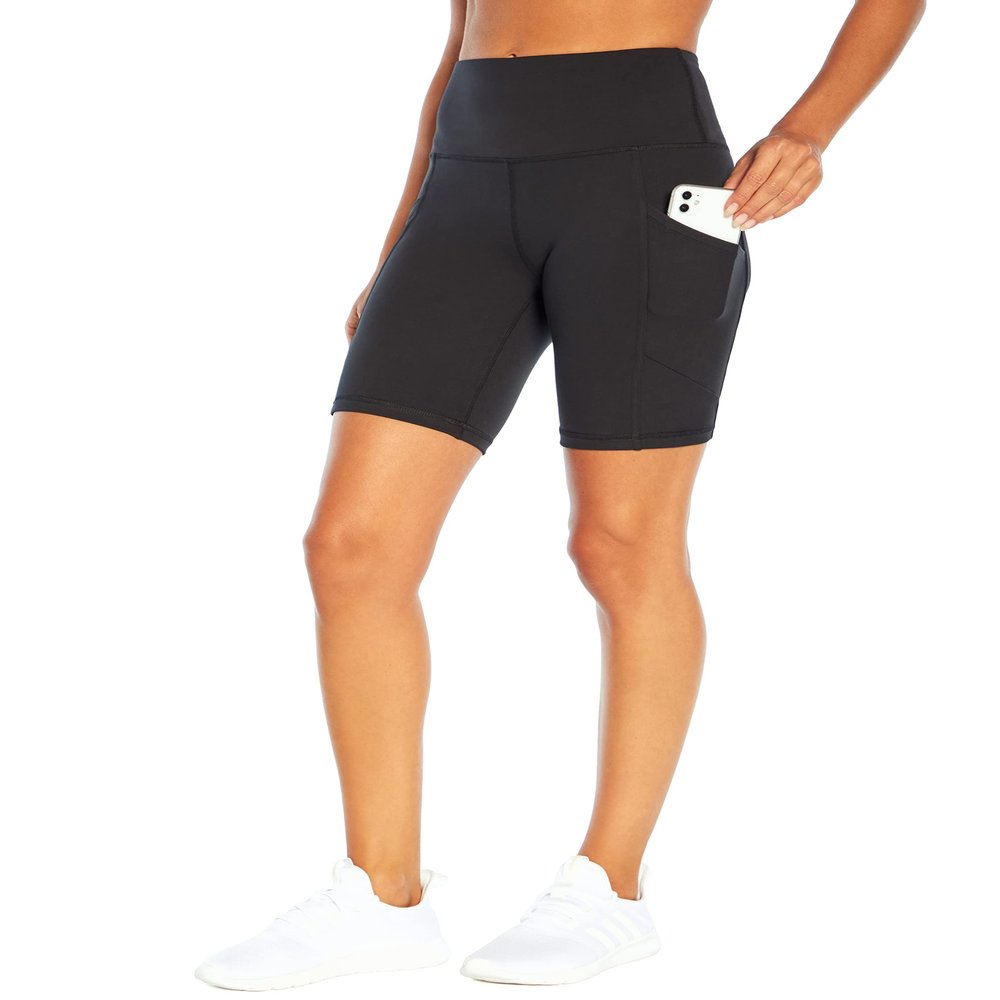 Marika Women's Odessa High Waist Tummy Control Bermuda Pocket Short, Black, X-Large