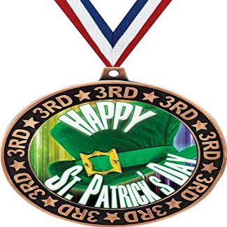 2.75" St. Patrick's Day 3rd Place Perimeter Bronze Medals, Happy St. Patrick's Day Trophy Medal Awards, Great Lucky Shamrock Themed Prizes for Kids 50 Pack Prime