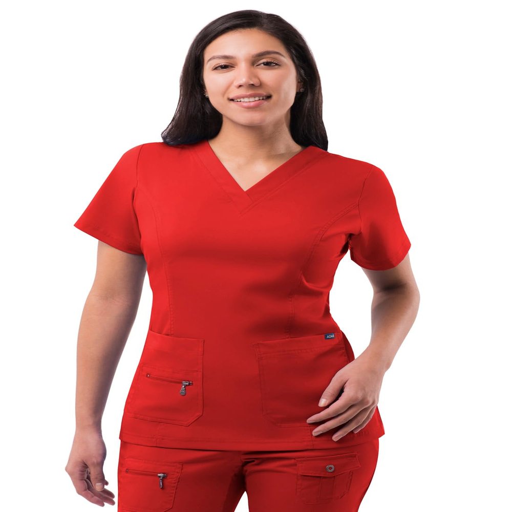 Adar Uniforms, Pro Scrubs for Women - Elevated V-Neck Scrub Top - P4212 - Apple - XL