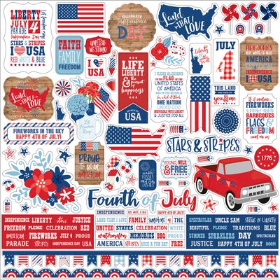Echo Park Paper Company America Element sticker, red, white, blue
