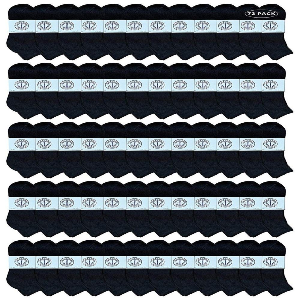 72 Pairs Of Yacht & Smith Men Wholesale Cotton Sport Athletic Mid Ankle Socks Bulk Case Pack Size 10-13 (Black)