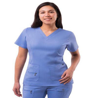 Adar Pro Scrubs for Women - Elevated V-Neck Scrub Top - P4212 - Ceil Blue - S