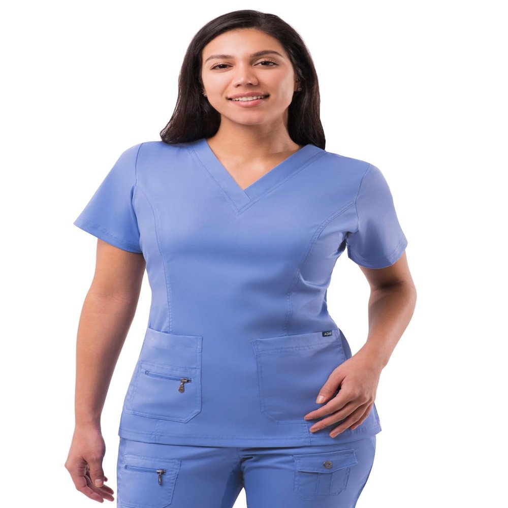 Adar Pro Scrubs for Women - Elevated V-Neck Scrub Top - P4212 - Ceil Blue - S