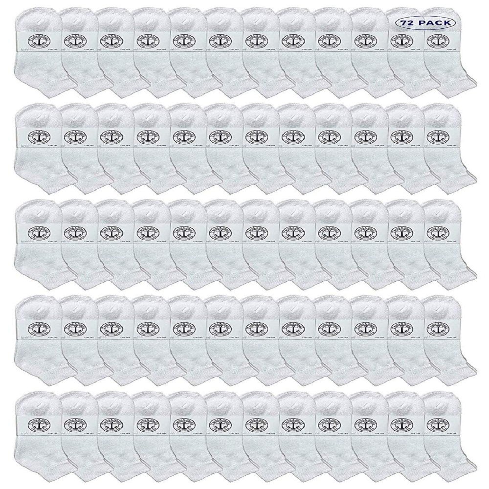 72 Pairs Of Yacht & Smith Men Wholesale Cotton Sport Athletic Mid Ankle Socks Bulk Case Pack Size 10-13 (White)