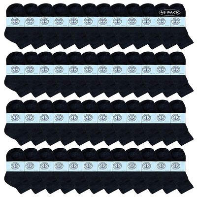 48 Pairs Of Yacht & Smith Men Wholesale Cotton Sport Athletic Mid Ankle Socks Bulk Case Pack Size 10-13 (Black)