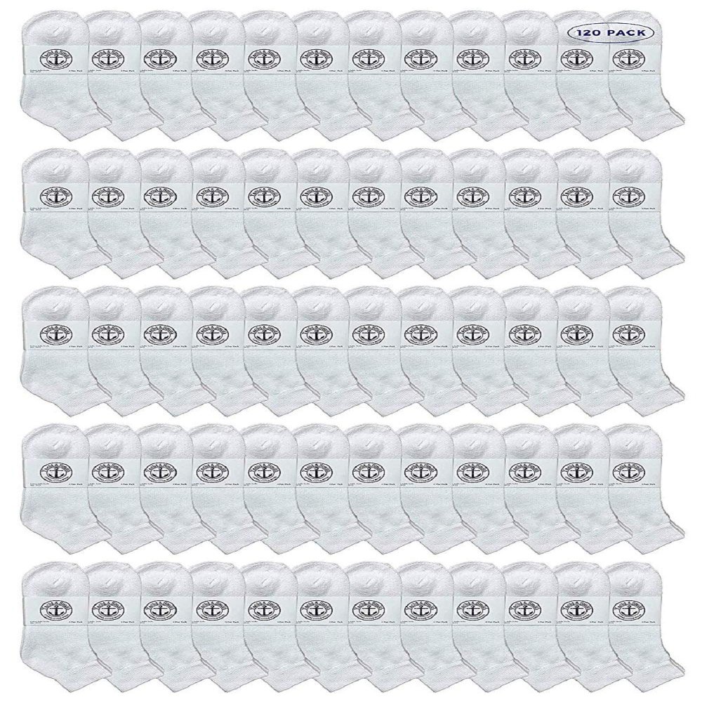 120 Pairs Of Yacht & Smith Men Wholesale Cotton Sport Athletic Mid Ankle Socks Bulk Case Pack Size 10-13 (White)