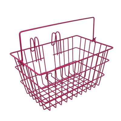 Fenix Cycles Square Detachable Steel Lift-Off Front Bike Basket with Handles (Pink)