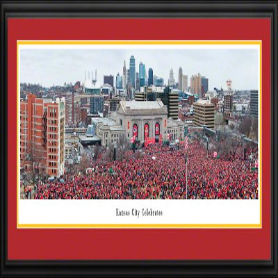 Kansas City Celebrates (2020 Super Bowl Victory) - 44x18-inch Double Mat, Deluxe Framed Picture by Blakeway Panoramas