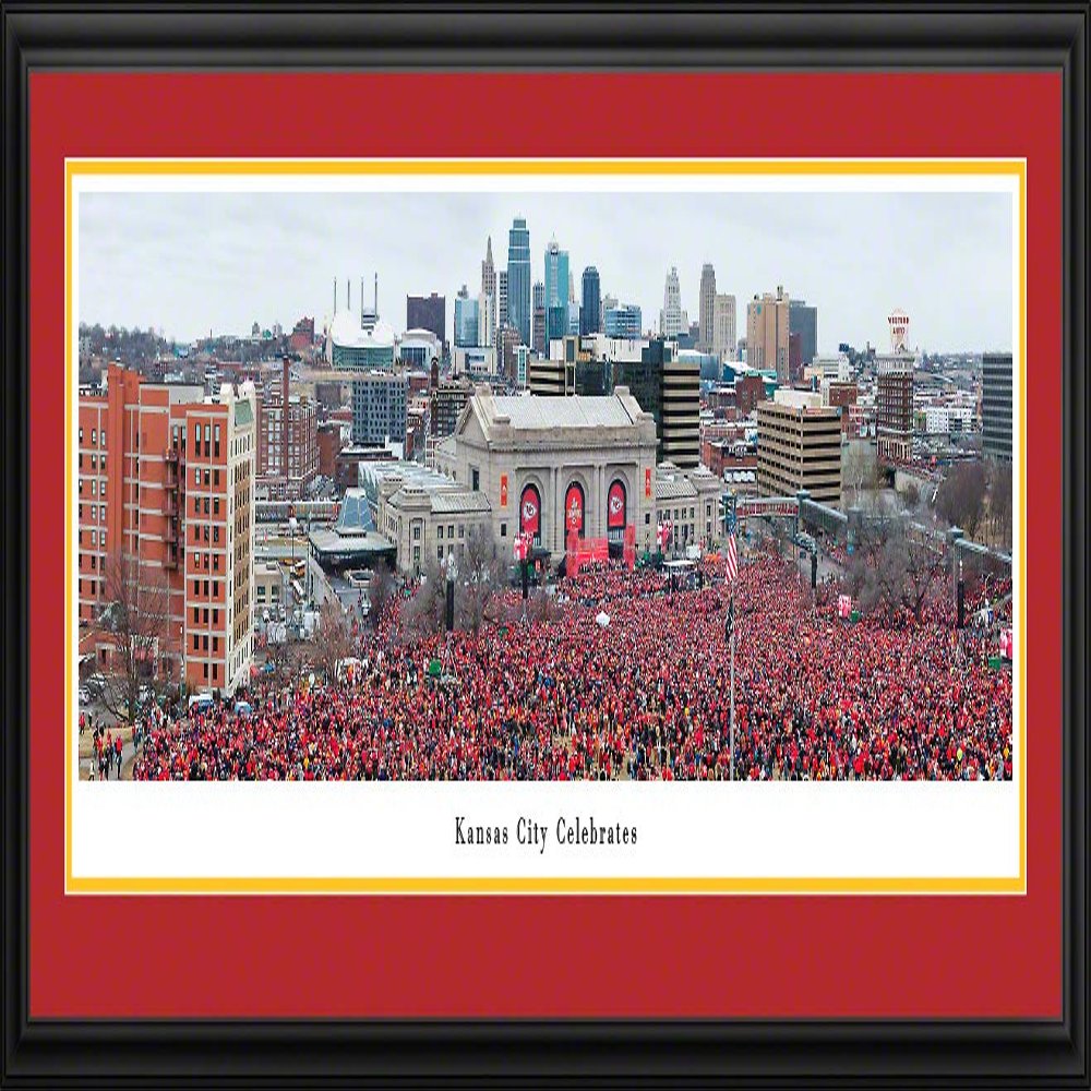 Kansas City Celebrates (2020 Super Bowl Victory) - 44x18-inch Double Mat, Deluxe Framed Picture by Blakeway Panoramas