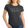 CornBorn Iowa Hawkeyes Tee Shirt - Women's Premium Tri-Blend 319 Area Code - Black Frost - XL view 1