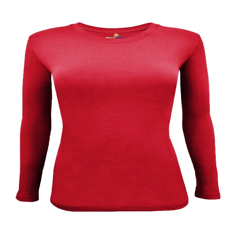 Natural Uniforms Women's Under Scrub Tee Crew Neck Long Sleeve T-Shirt (Red, X-Large)