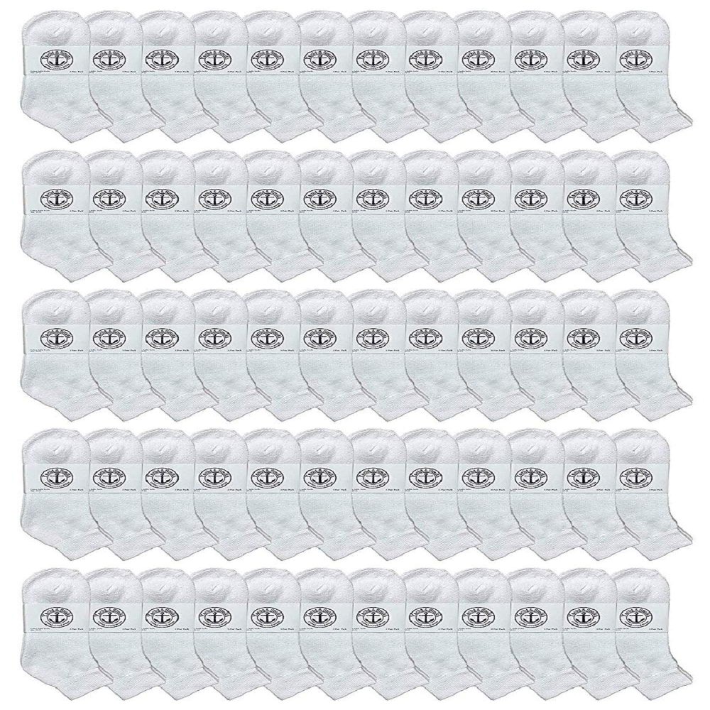 60 Pairs Of Yacht & Smith Men Wholesale Cotton Sport Athletic Mid Ankle Socks Bulk Case Pack Size 10-13 (White)