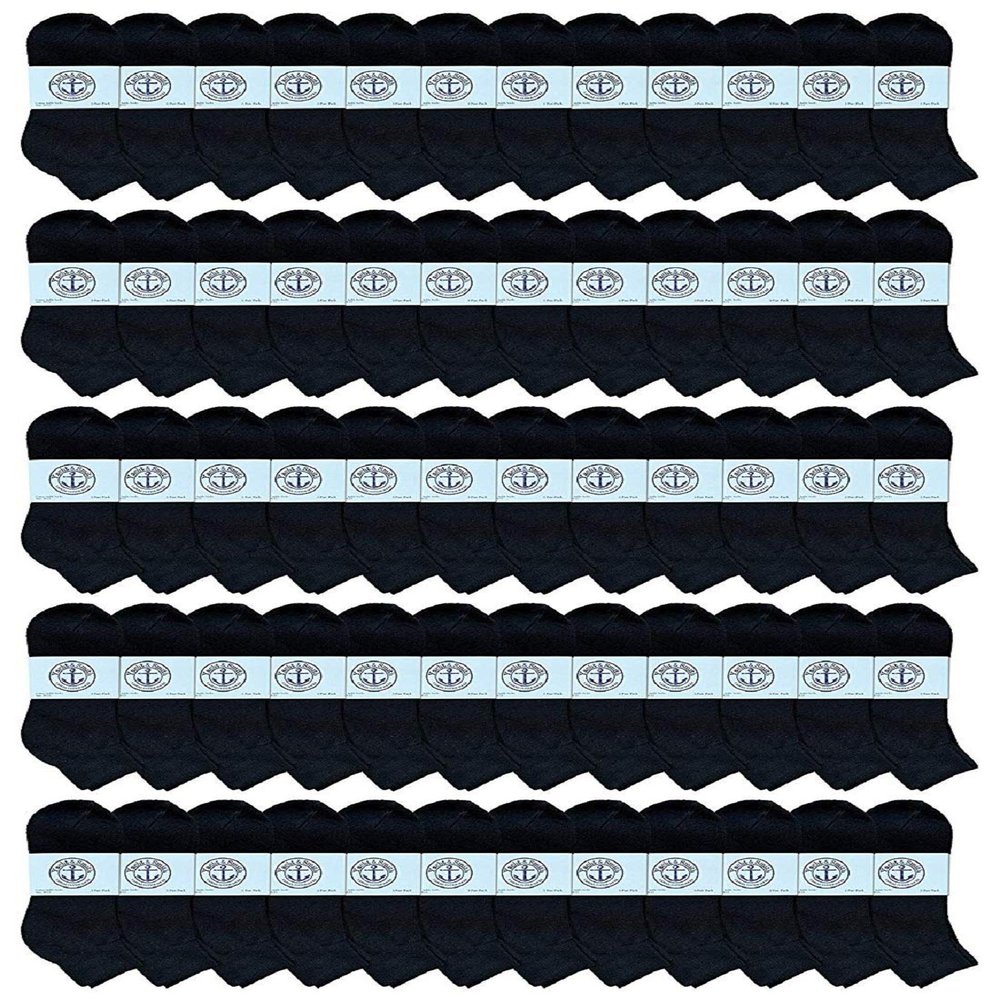 60 Pairs Of Yacht & Smith Men Wholesale Cotton Sport Athletic Mid Ankle Socks Bulk Case Pack Size 10-13 (Black)