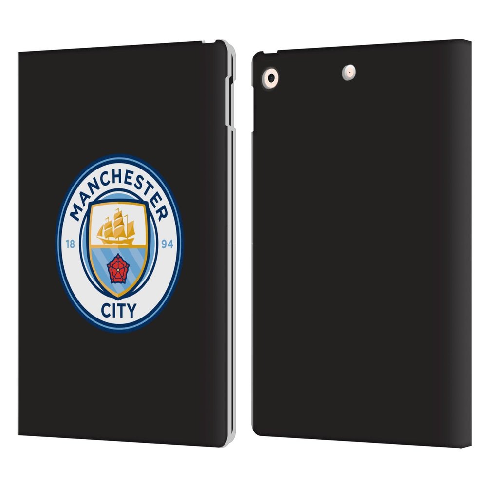 Head Case Designs Officially Licensed Manchester City Man City FC Black Full Colour Badge Leather Wallet Case Compatible with Apple iPad 10.2 2019/2020/2021