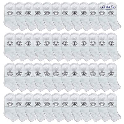 48 Pairs Of Yacht & Smith Men Wholesale Cotton Sport Athletic Mid Ankle Socks Bulk Case Pack Size 10-13 (White)