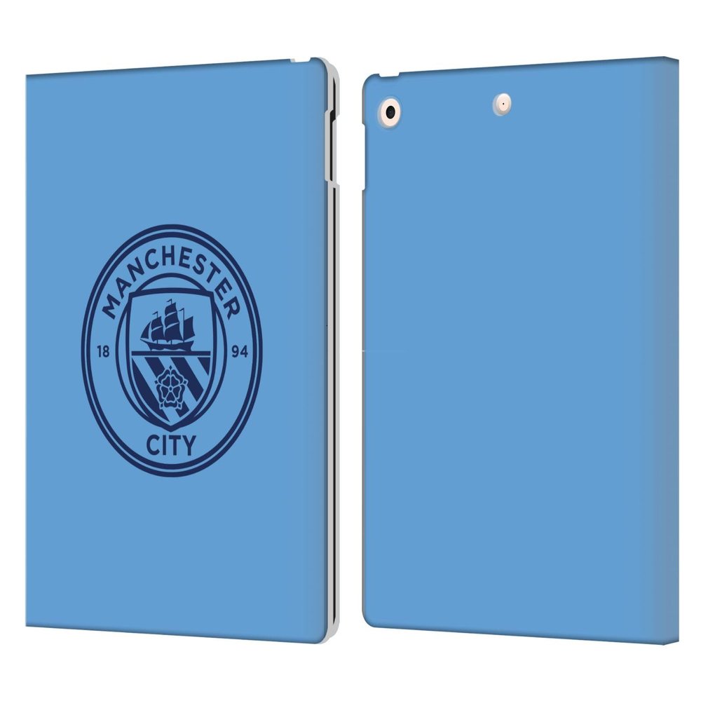Head Case Designs Officially Licensed Manchester City Man City FC Blue Obsidian Mono Badge Leather Wallet Case Compatible with Apple iPad 10.2 2019/2020/2021