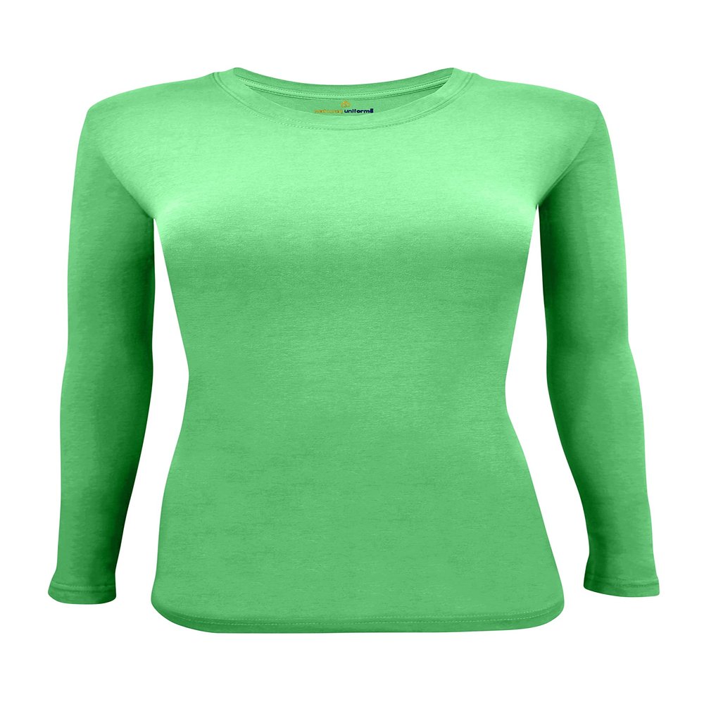 Natural Uniforms Women's Under Scrub Tee Crew Neck Long Sleeve T-Shirt (Lime Green, Small)