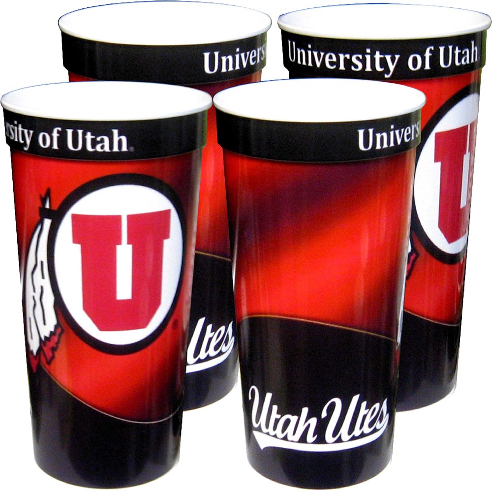 Westrick Utah Utes Souvenir Cups 24 oz 4 Pack Team Memorabilia, Collectibles, Great for Parties & Decor, Reusable Drinkware for Fans & Collectors