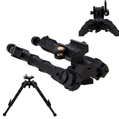 Unknown Outdoor Tactical QD Bipod Black Aluminum Bipod 6-9 Inches for Fast Expansion and Adjustable Stability