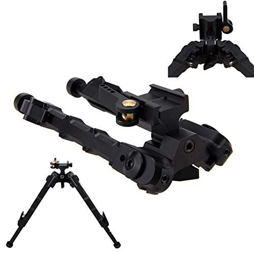 Unknown Outdoor Tactical QD Bipod Black Aluminum Bipod 6-9 Inches for Fast Expansion and Adjustable Stability