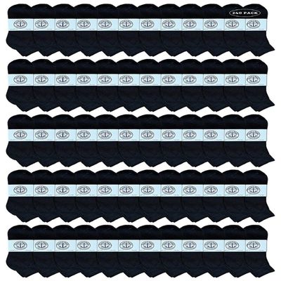 240 Pairs Of Yacht & Smith Men Wholesale Cotton Sport Athletic Mid Ankle Socks Bulk Case Pack Size 10-13 (Black)