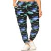 Leggings Depot JGAX-R554-3X Green Galaxy Print Jogger Pants w/Pockets, 3X Plus view 2