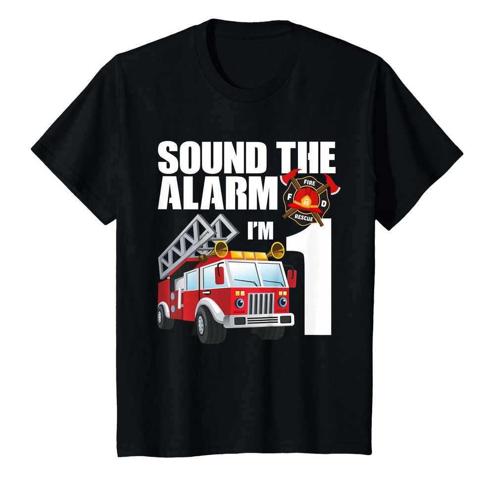 1 Year Old Firefighter Birthday Fire Truck Engine 1st Gift T-Shirt