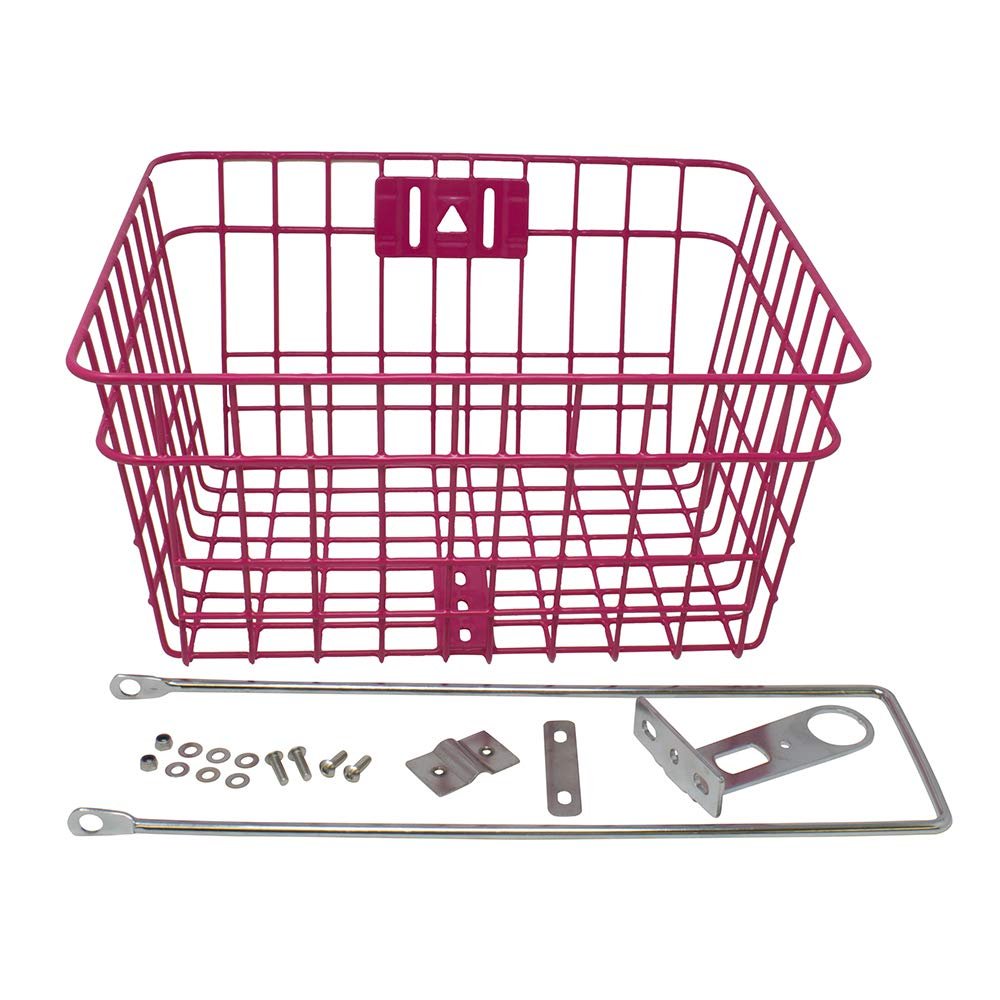 Fenix Cycles Square Steel Front Mount Wire Basket (Pink)