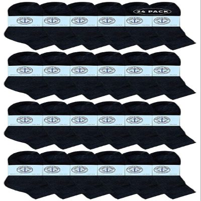 24 Pairs Of Yacht & Smith Wholesale Bulk Kids Mid Ankle Socks, Cotton Sport Athletic Ankle Socks Size 4-6 (Black)