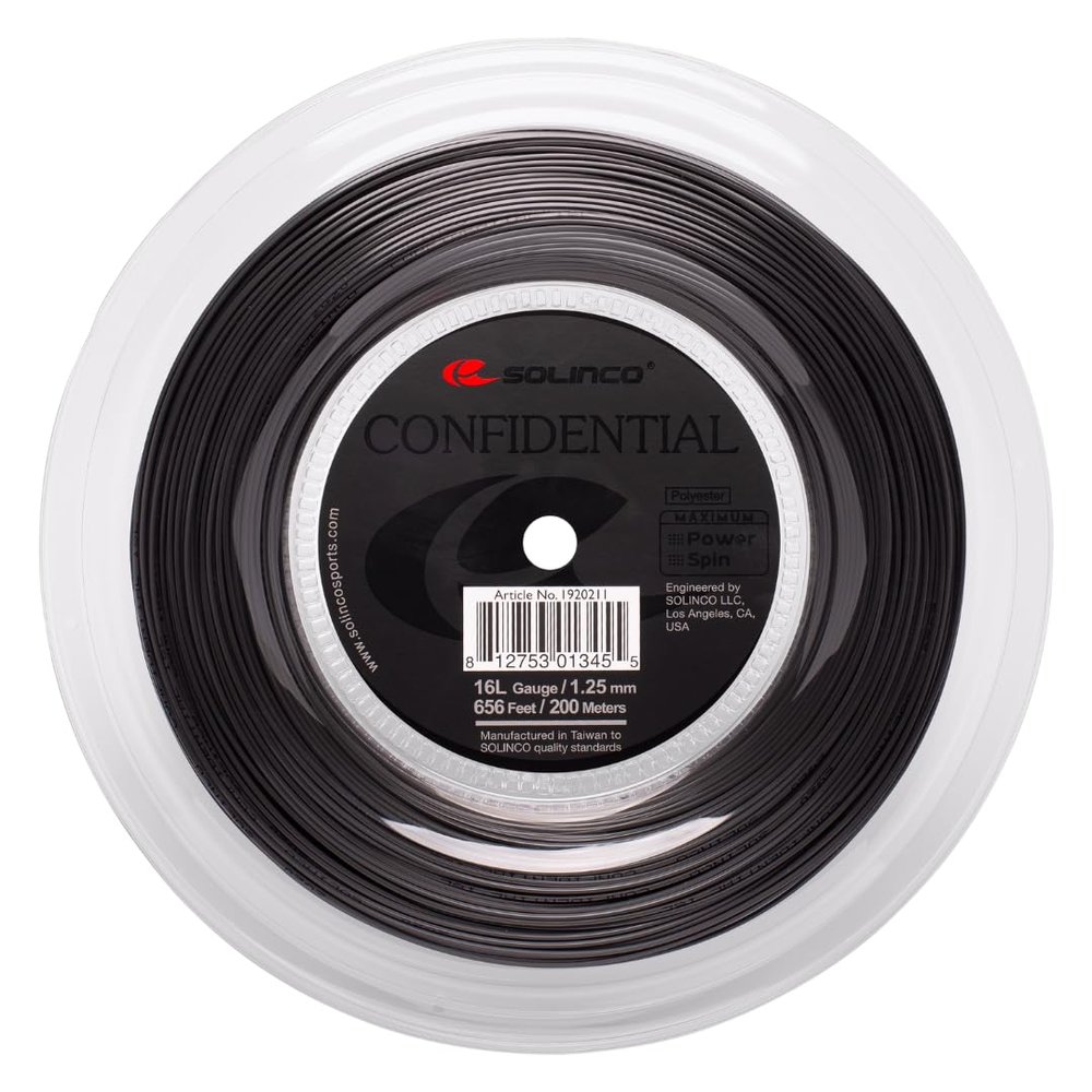 Solinco Confidential Tennis String Reel 656 ft / 200 m High-Performance Co-Polyester Monofilament for Power, Spin, Control & Comfort, 17