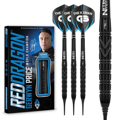 RED DRAGON Gerwyn Price Iceman Black SE Softip 20g - Tungsten Darts with Flights and Shafts