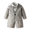 Moyikiss Studio Toddler Dress Suit Baby Boys Clothes Sets Bowtie Shirts + Suspender Shorts+Jacket 3pcs Gentleman Outfits Suits(Grey,130/6T) view 1
