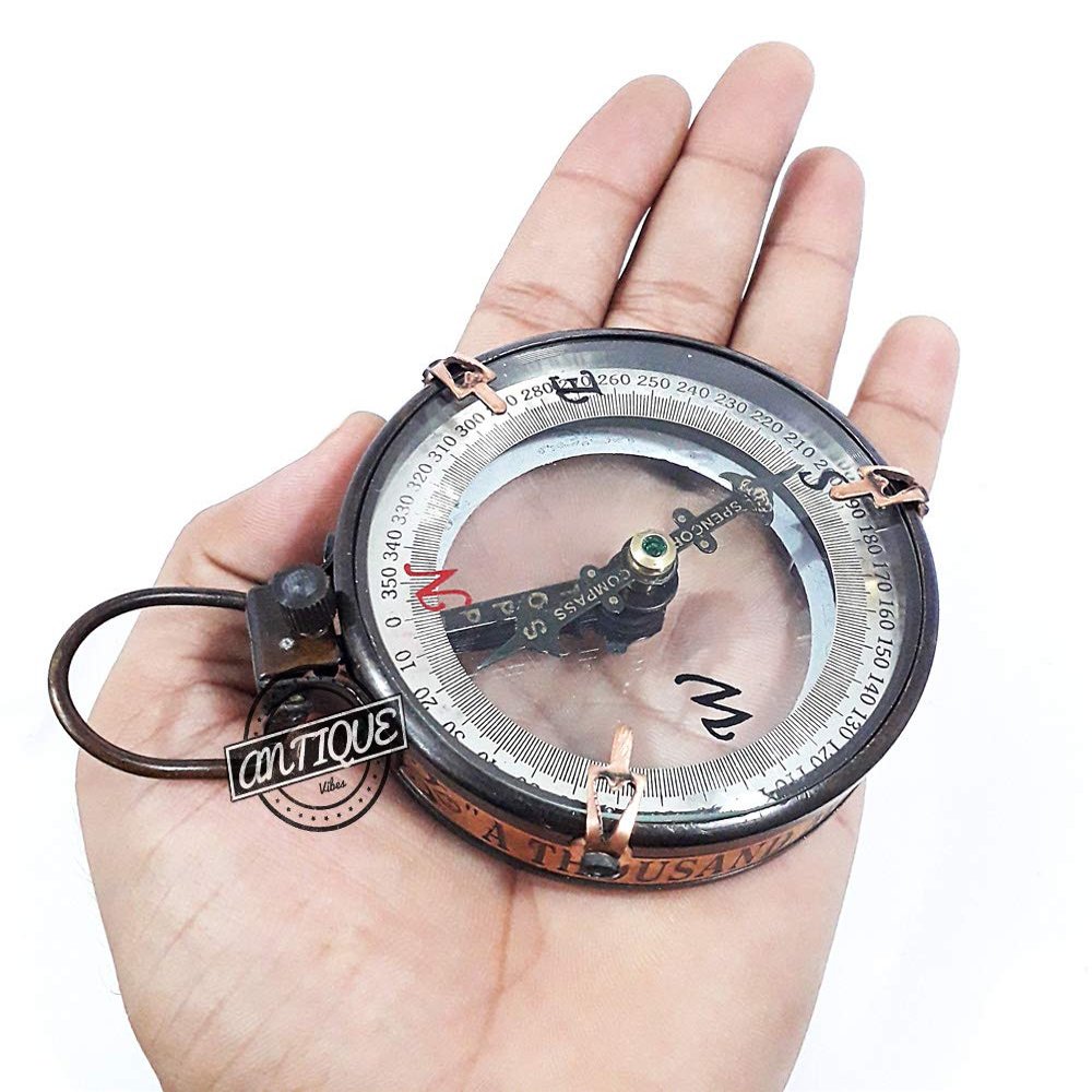AV Solid Glass Pocket Compass Nautical Navigation Marine Tool Silver/Chrome for Grand Parents Hiking/Camping
