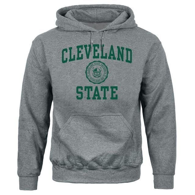 Barnesmith Cleveland State University Vikings Hooded Sweatshirt, Heritage, Charcoal Grey, Small
