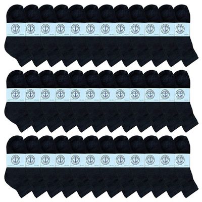 36 Pairs Of Yacht & Smith Wholesale Bulk Kids Mid Ankle Socks, Cotton Sport Athletic Ankle Socks Size 4-6 (Black)