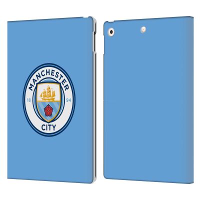 Head Case Designs Officially Licensed Manchester City Man City FC Blue Full Colour Badge Leather Wallet Case Compatible with Apple iPad 10.2 2019/2020/2021