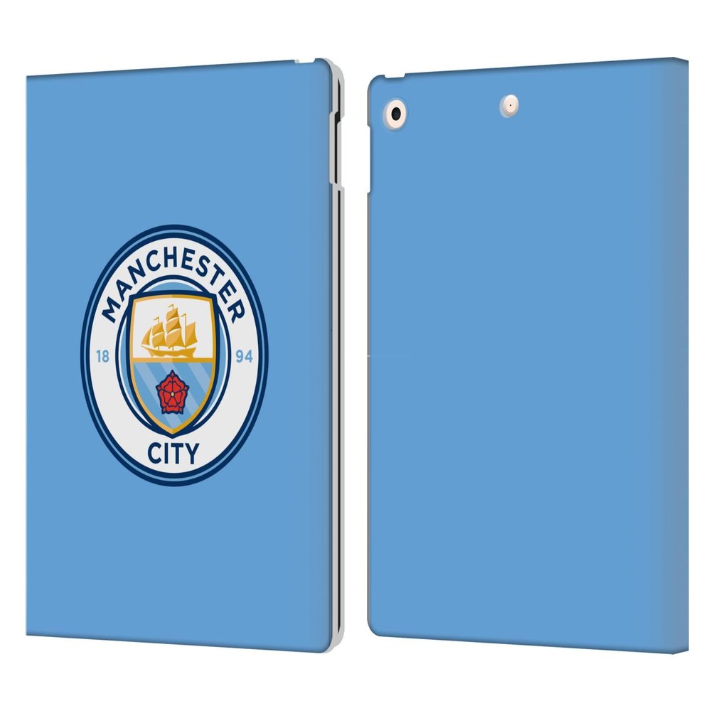 Head Case Designs Officially Licensed Manchester City Man City FC Blue Full Colour Badge Leather Wallet Case Compatible with Apple iPad 10.2 2019/2020/2021