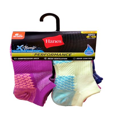 Hanes Women's Performance Cool Compression No Show Socks 6 Pair Pack